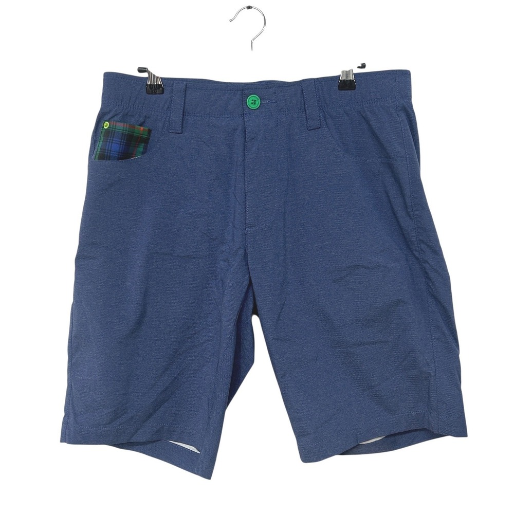 William Murray Preppy Golf Shorts Stretch Performance 32 Blue Plaid Country Club
